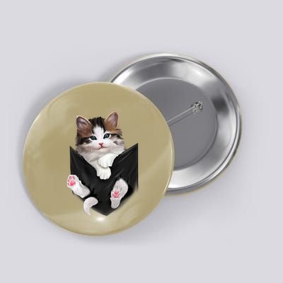 Cute White Kitty In Pocket Cats Gifts Button