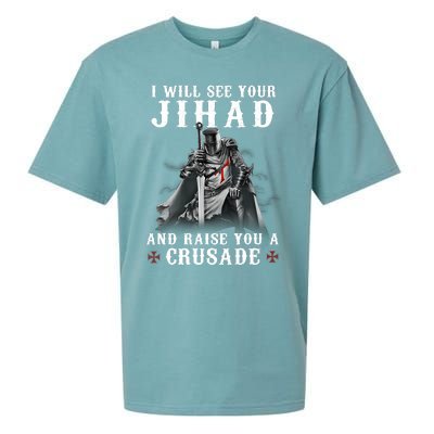 Christian Warrior Knight Templar Raise You A Crusader Sueded Cloud Jersey T-Shirt