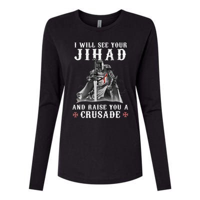 Christian Warrior Knight Templar Raise You A Crusader Womens Cotton Relaxed Long Sleeve T-Shirt