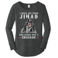 Christian Warrior Knight Templar Raise You A Crusader Women's Perfect Tri Tunic Long Sleeve Shirt