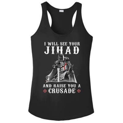 Christian Warrior Knight Templar Raise You A Crusader Ladies PosiCharge Competitor Racerback Tank