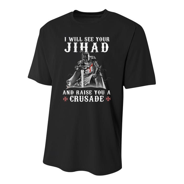 Christian Warrior Knight Templar Raise You A Crusader Youth Performance Sprint T-Shirt