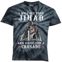 Christian Warrior Knight Templar Raise You A Crusader Kids Tie-Dye T-Shirt