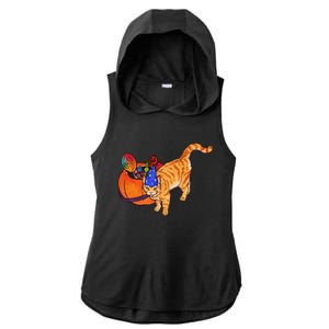 Costume Wizard Kitty Cat And Halloween Candy Bucket Ladies PosiCharge Tri-Blend Wicking Draft Hoodie Tank