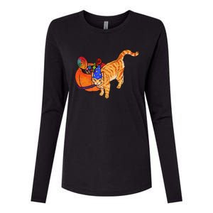 Costume Wizard Kitty Cat And Halloween Candy Bucket Womens Cotton Relaxed Long Sleeve T-Shirt