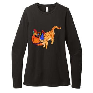 Costume Wizard Kitty Cat And Halloween Candy Bucket Womens CVC Long Sleeve Shirt