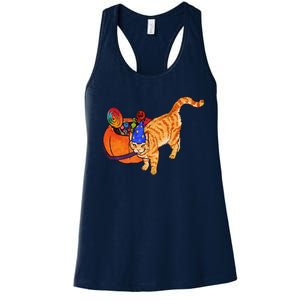 Costume Wizard Kitty Cat And Halloween Candy Bucket Women's Racerback Tank