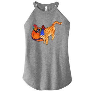 Costume Wizard Kitty Cat And Halloween Candy Bucket Women's Perfect Tri Rocker Tank