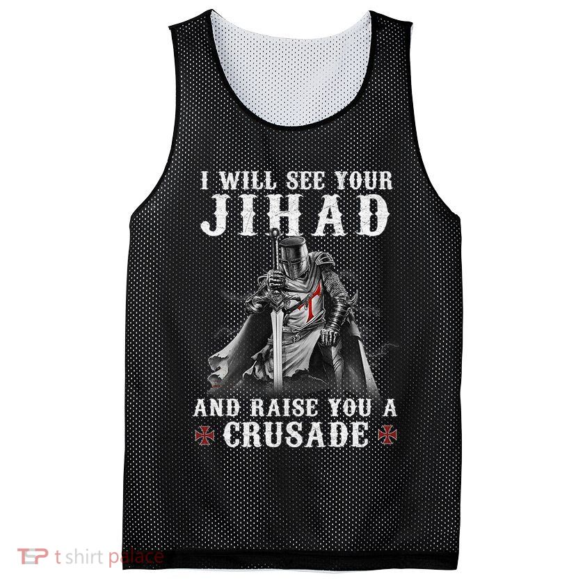 Christian Warrior Knight Templar Raise You A Crusader  Mesh Reversible Basketball Jersey Tank