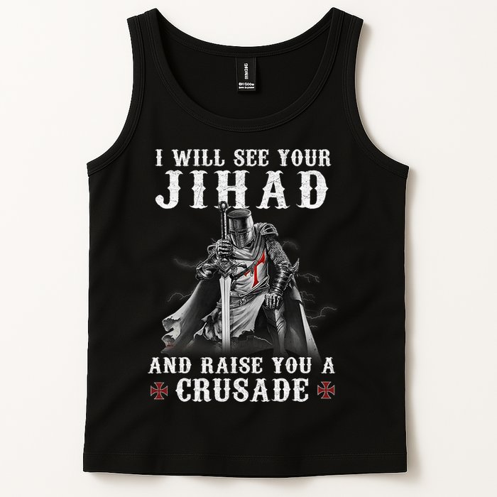 Christian Warrior Knight Templar Raise You A Crusader  Tank Top