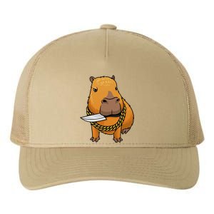 Capybara With Knife Funny Rodent Yupoong Adult 5-Panel Trucker Hat