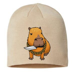 Capybara With Knife Funny Rodent Sustainable Beanie