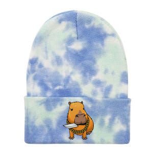 Capybara With Knife Funny Rodent Tie Dye 12in Knit Beanie