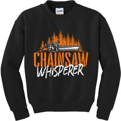 Chainsaw Whisperer Lumberjack Logger Woodworker Woodsman Kids Sweatshirt