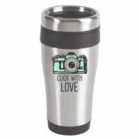 Click With Love With Camera 16oz Travel Tumbler
