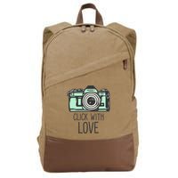 Click With Love With Camera Cotton Canvas Backpack