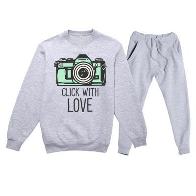 Click With Love With Camera Premium Crewneck Sweatsuit Set