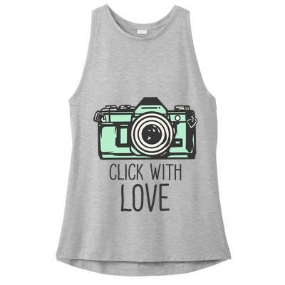 Click With Love With Camera Ladies PosiCharge Tri-Blend Wicking Tank