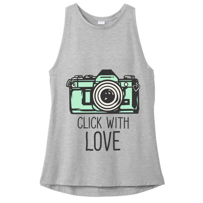 Click With Love With Camera Ladies PosiCharge Tri-Blend Wicking Tank