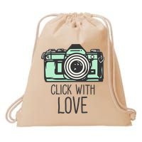 Click With Love With Camera Drawstring Bag