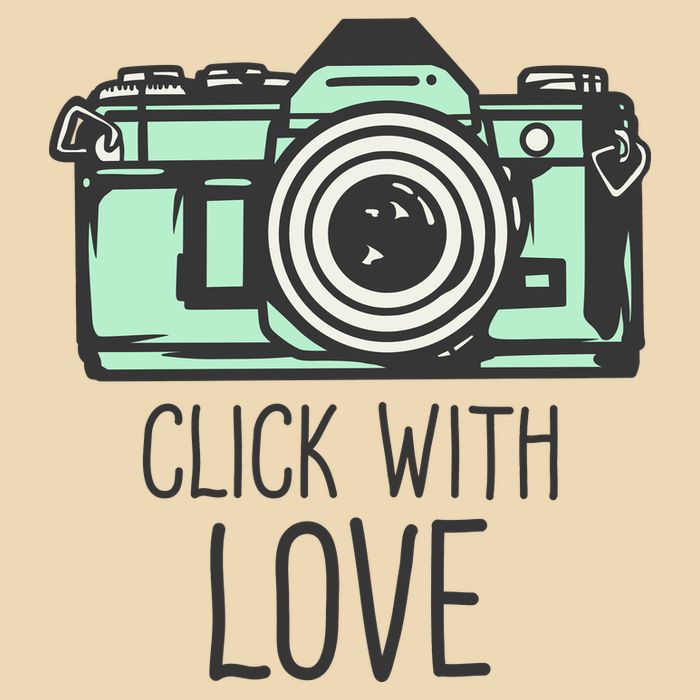 Click With Love With Camera Drawstring Bag
