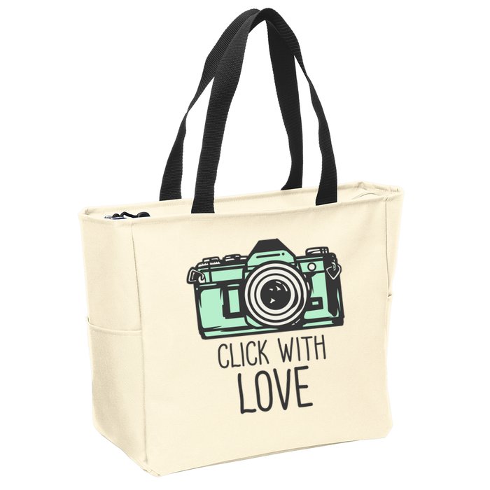 Click With Love With Camera Zip Tote Bag