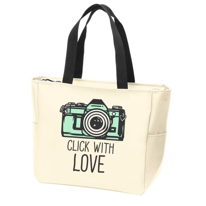 Click With Love With Camera Zip Tote Bag