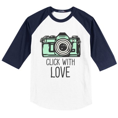 Click With Love With Camera Baseball Sleeve Shirt