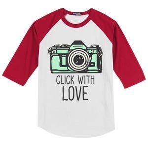 Click With Love With Camera Kids Colorblock Raglan Jersey