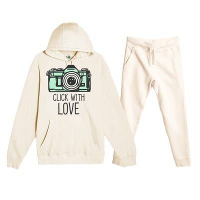 Click With Love With Camera Premium Hooded Sweatsuit Set