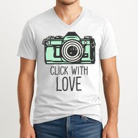 Click With Love With Camera V-Neck T-Shirt