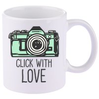 Click With Love With Camera 11oz C Handle Ceramic Mug