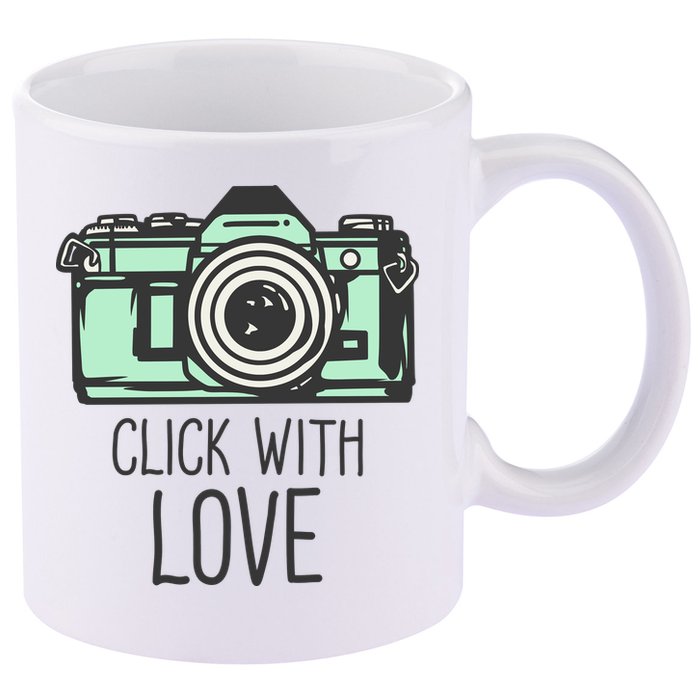 Click With Love With Camera 11oz C Handle Ceramic Mug