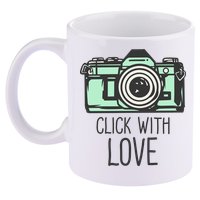 Click With Love With Camera 11oz C Handle Ceramic Mug