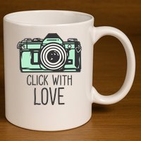 Click With Love With Camera 11oz C Handle Ceramic Mug