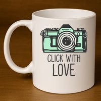 Click With Love With Camera 11oz C Handle Ceramic Mug