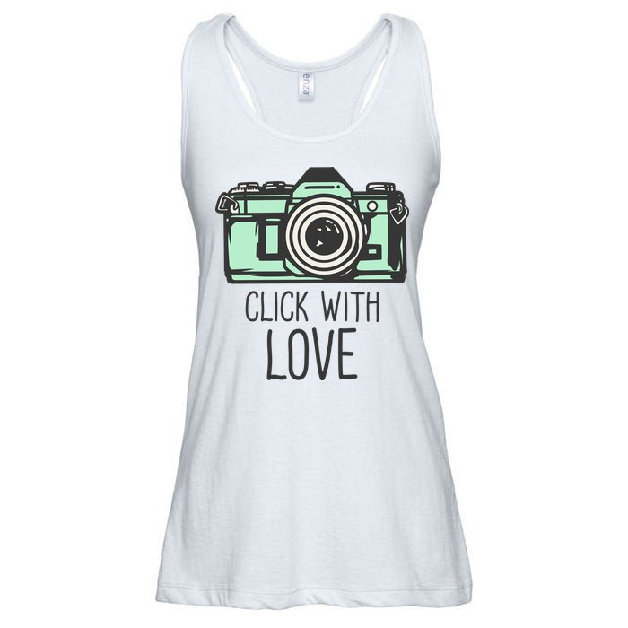 Click With Love With Camera Ladies Essential Flowy Tank