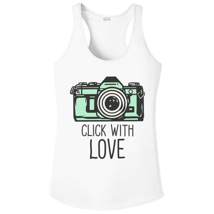 Click With Love With Camera Ladies PosiCharge Competitor Racerback Tank