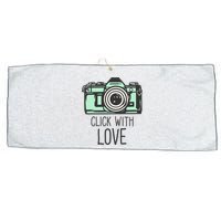 Click With Love With Camera Large Microfiber Waffle Golf Towel