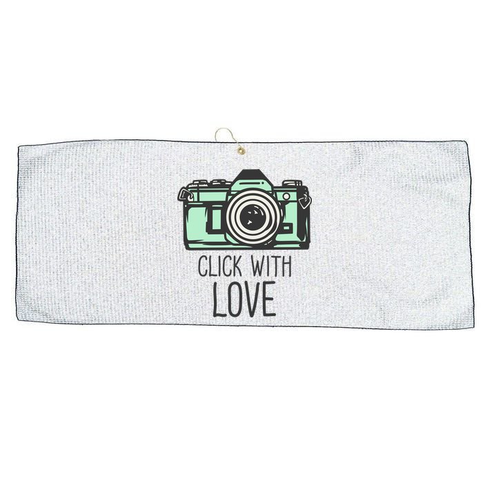 Click With Love With Camera Large Microfiber Waffle Golf Towel