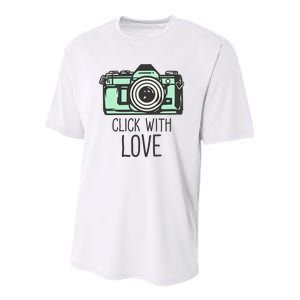 Click With Love With Camera Youth Performance Sprint T-Shirt