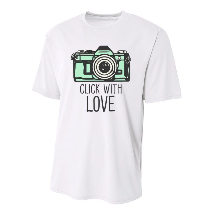 Click With Love With Camera Youth Performance Sprint T-Shirt