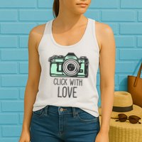 Click With Love With Camera Womens Tank Top