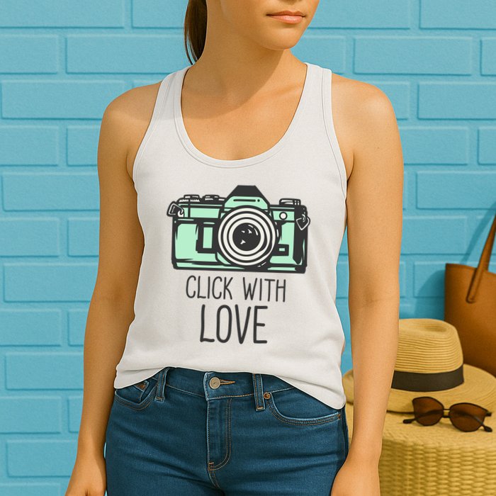 Click With Love With Camera Womens Tank Top