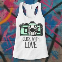 Click With Love With Camera Womens Tank Top