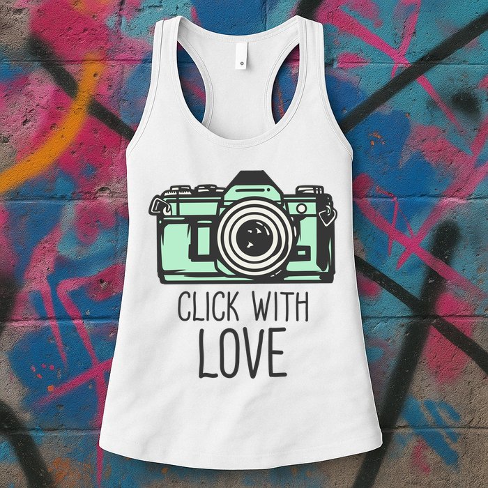 Click With Love With Camera Womens Tank Top
