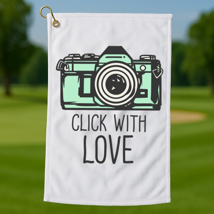 Click With Love With Camera Golf Towel