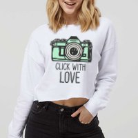 Click With Love With Camera Cropped Pullover Crew