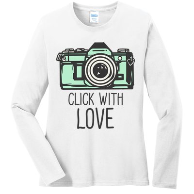 Click With Love With Camera Ladies Long Sleeve Shirt