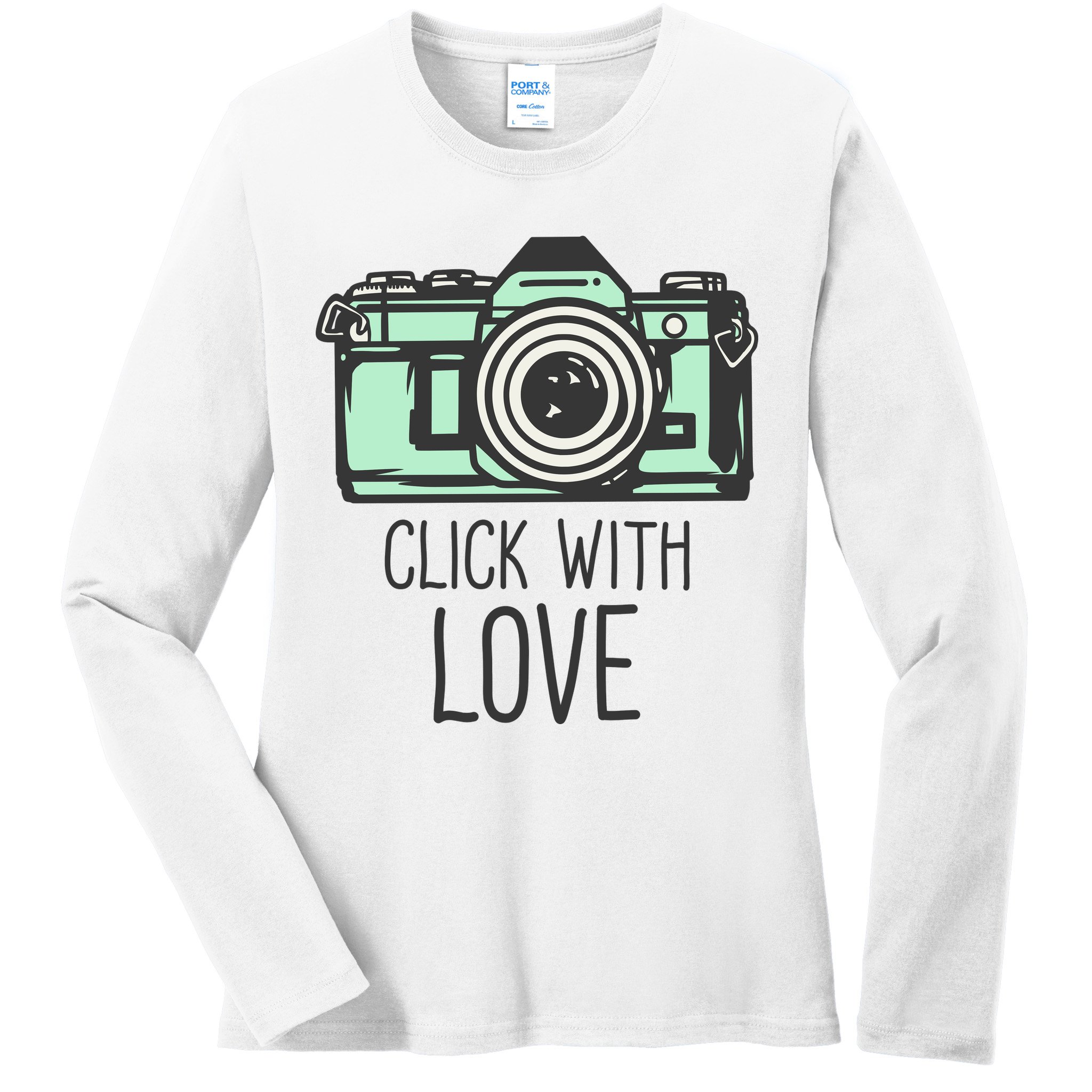 Click With Love With Camera Ladies Long Sleeve Shirt